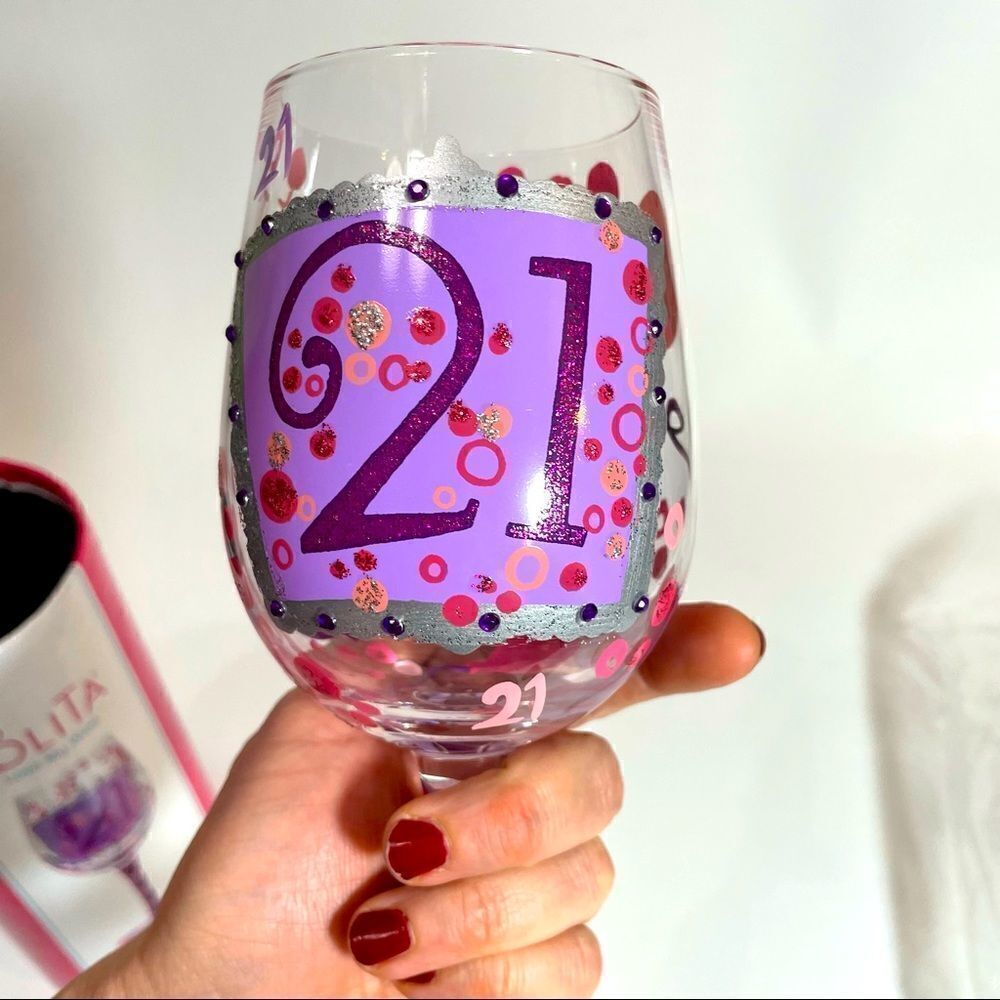 21st birthday wine glass